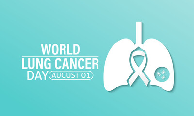 vector illustration World Lung Cancer day is observed every year on August 1. ribbon with lung icon vector illustration background template. Holiday concept.
