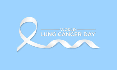 vector illustration World Lung Cancer day is observed every year on August 1. ribbon with lung icon vector illustration background template. Holiday concept.