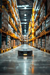 Enhancing Logistics Efficiency: Autonomous Robot Navigating Through Warehouse - Low-Angle Perspective