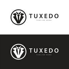 Black silhouette design tuxedo jacket logo simple illustration template for company branding use