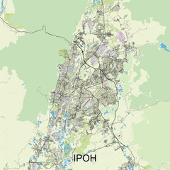 Ipoh, Malaysia map poster art