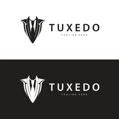 Black silhouette design tuxedo jacket logo simple illustration template for company branding use