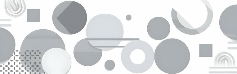 Monochromatic abstract geometric shapes in grayscale on a white background, creating a modern and minimalist design.