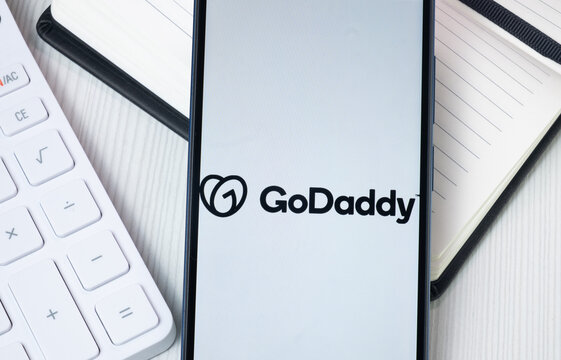 New York, USA - 30 June 2024: GoDaddy Logo on Phone Screen, Company Icon