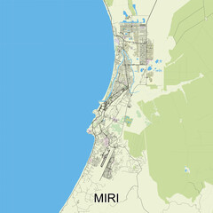 Miri, Malaysia map poster art