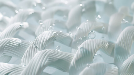 Obraz premium A 3D illustration of white woven fabric with water droplets