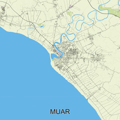 Muar, Malaysia map poster art