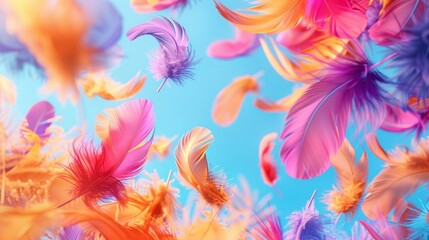 Fototapeta premium Colorful Feathers Floating in the Air