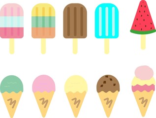 ポップなアイスのセット イラスト