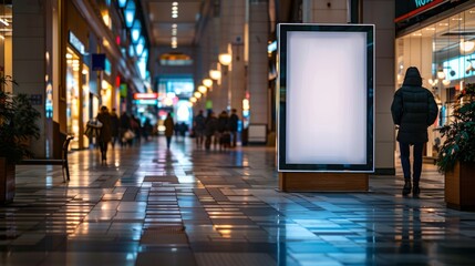 Fototapeta premium Blank Billboard in a Shopping Mall at Night