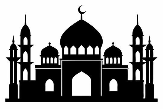 black mosque silhouette, islamic architecture