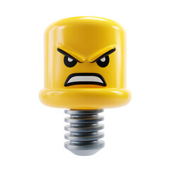 Screw with angry expression, PNG image, isolated object