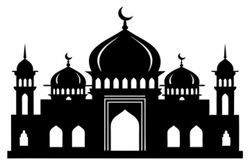 isolated black silhouette of a mosques collection, black silhouette mosque vector illustration