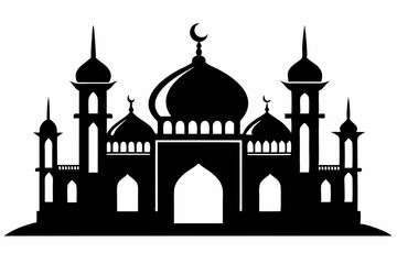isolated black silhouette of a mosques collection, black silhouette mosque vector illustration