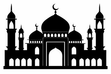 isolated black silhouette of a mosques collection, black silhouette mosque vector illustration