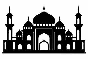 isolated black silhouette of a mosques collection, black silhouette mosque vector illustration