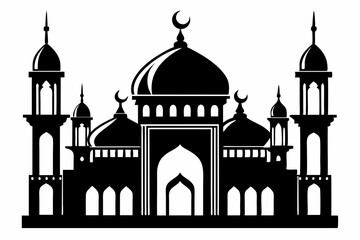 isolated black silhouette of a mosques collection, black silhouette mosque vector illustration
