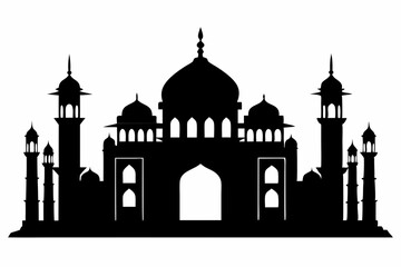 isolated black silhouette of a mosques collection, black silhouette mosque vector illustration