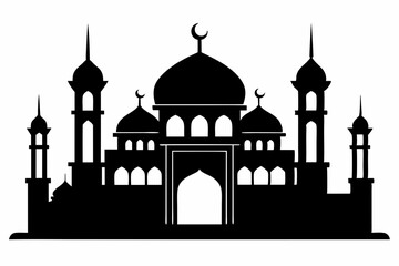 isolated black silhouette of a mosques collection, black silhouette mosque vector illustration