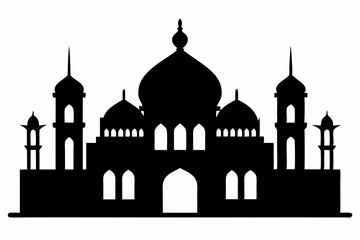 isolated black silhouette of a mosques collection, black silhouette mosque vector illustration