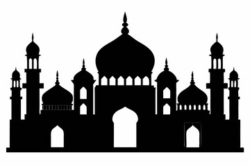 isolated black silhouette of a mosques collection, black silhouette mosque vector illustration
