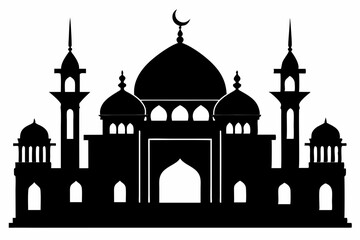 isolated black silhouette of a mosques collection, black silhouette mosque vector illustration