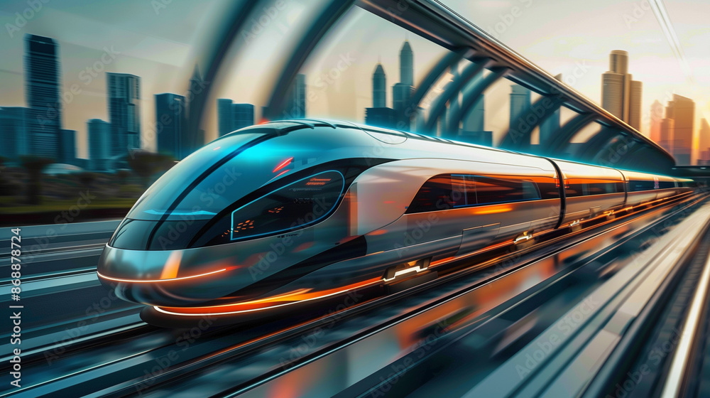 Poster high speed bullet train based on hyper loop system