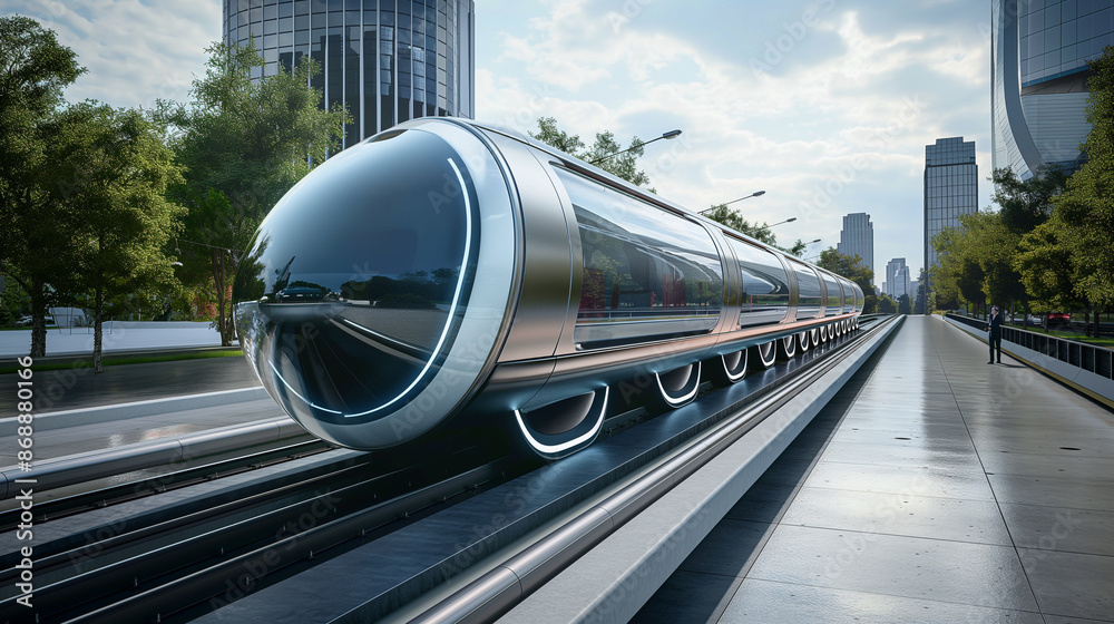 Poster high speed bullet train based on hyper loop system
