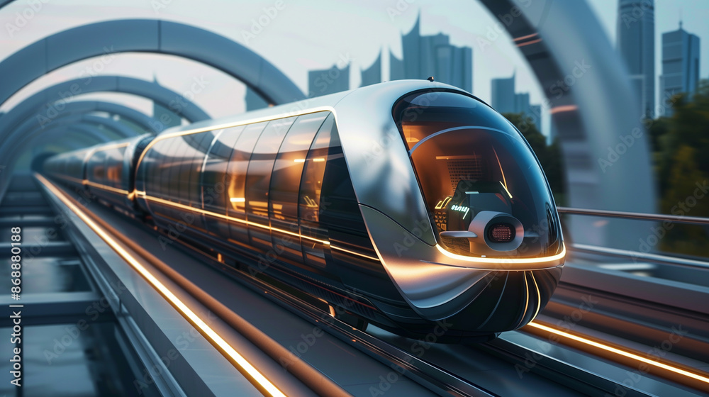 Poster high speed bullet train based on hyper loop system
