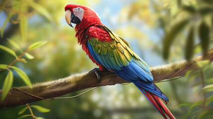 Obraz premium beautiful parrot on tree branch, wallpaper 