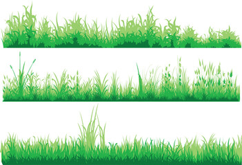 grass lawn, meadow field andscape in three green color isolated vector
