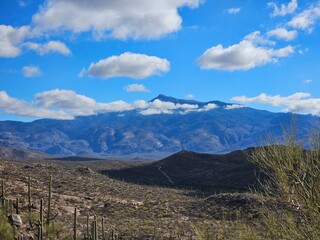 landscape with blue sky and clouds