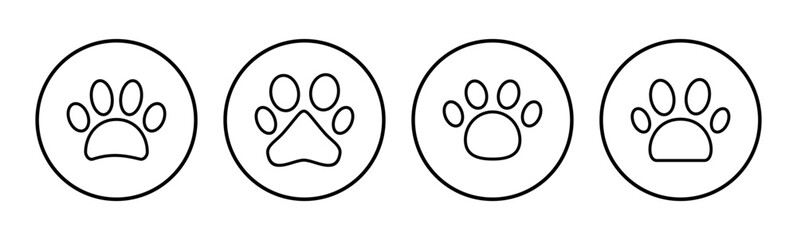 Paw icon set. paw print icon vector. dog or cat paw