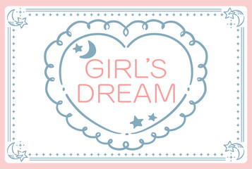 ゆめかわ、ガーリーなパステルトーンのフレーム・デザイン素材。ベクターイラスト素材。