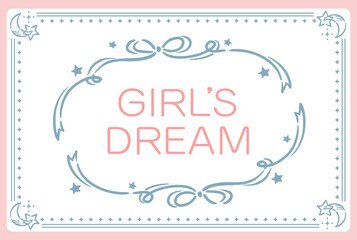 ゆめかわ、ガーリーなパステルトーンのフレーム・デザイン素材。ベクターイラスト素材。