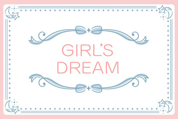 ゆめかわ、ガーリーなパステルトーンのフレーム・デザイン素材。ベクターイラスト素材。