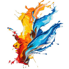 Abstract Acrylic Paint Splash Vibrant Colors and Fluid Motion Captured in Detail.. Isolated on a Transparent Background. Cutout PNG.