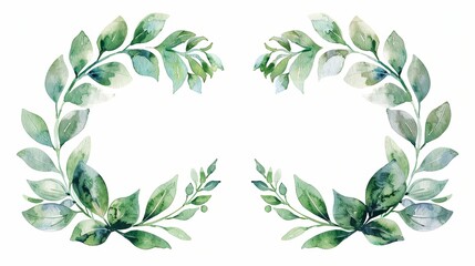 Watercolor laurel wreaths isolated on white background