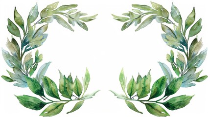 Watercolor laurel wreaths isolated on white background