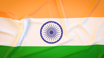 The India flag  and gold Bokeh for Background concept 3d rendering.
