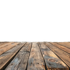 Dark Wooden Table Rustic Tabletop With Empty Space Patio. Isolated on a Transparent Background. Cutout PNG.