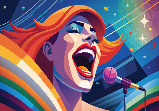 Woman Singing Into Microphone