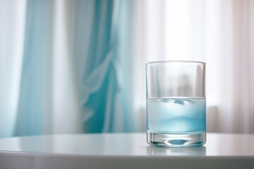 Vodka: A frosted glass of vodka on a minimalist white table.