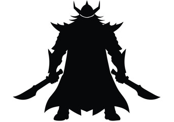 Silhouette of a Knight With Two Large Swords