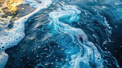 A body of water with a lot of bubbles and foam