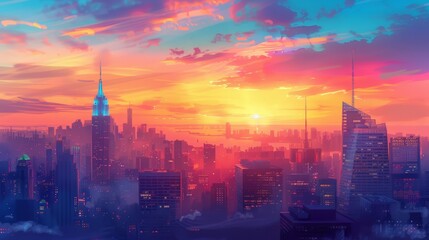 Obraz premium Magnificent City Landscape with Iconic Skyscrapers 