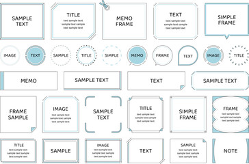 フレーム　セット　シンプル　線　ライン　デザイン　飾り　装飾　飾り罫　タイトル　見出し　吹き出し　青