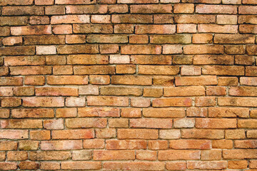 Obraz premium Brick Wall Background, Orange polygonal brick wall background texture, retro style brick design