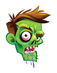 Zombie head with drooling mouth. Vector cartoon illustration