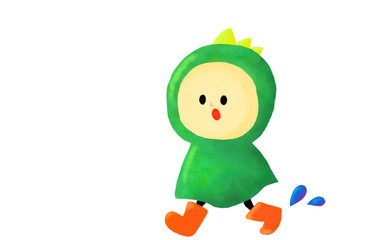 カッパを着た少年のイラスト